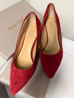 Franco Sarto Red Suede Pointed-Toe Pumps
